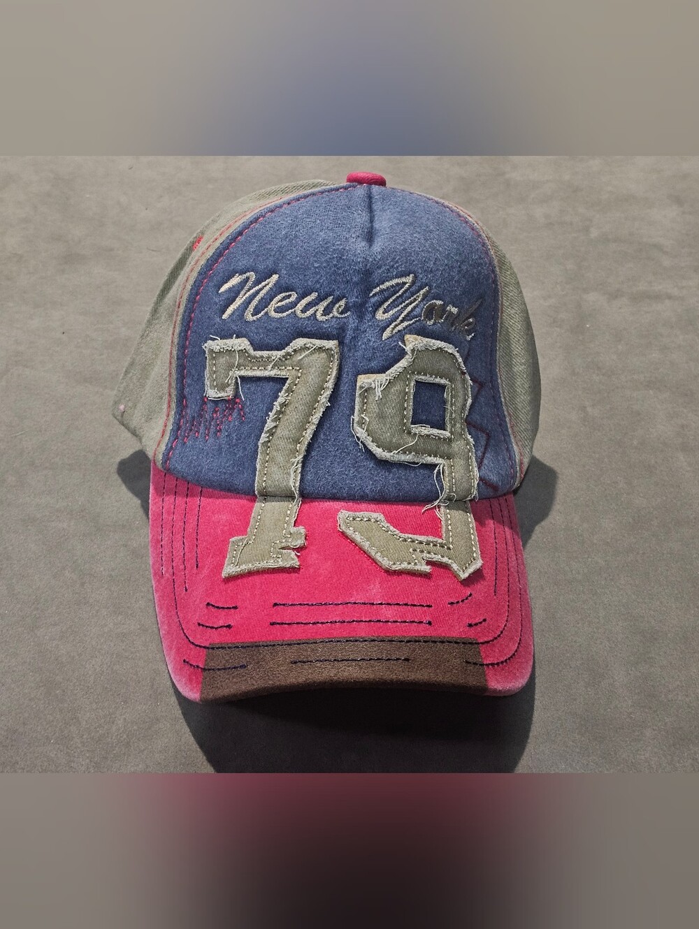 Men & Women's Vintage Hat, Adjustable Blue and Pink Baseball Cap - NWOT